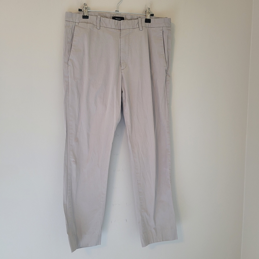 Theory Zaine H Ice Cotton Twill Khaki Pants
